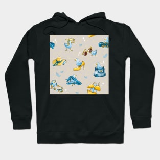 Fashion Bird Pattern - Blue & Gold Hoodie